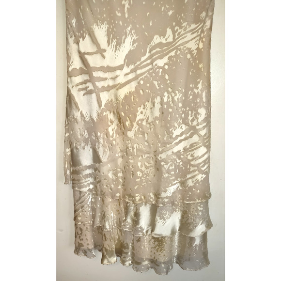 Capri Mon Cheri Silk Dress Sz 10 Ivory Tiered Burnout Wedding Old Money Luxury - Picture 2 of 16